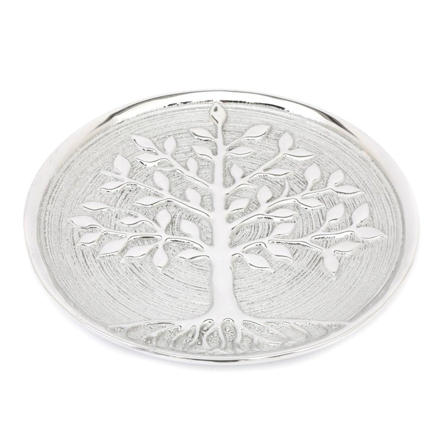 Home Accessories Carousel Shop Wall Decor & Mirrors | 27Cm Tree Of Life Decorative Hanging Plate Wall Plaque | Silver Ceramic Wall Mounted Family Tree Wall Art | Decorative Tree Ornament