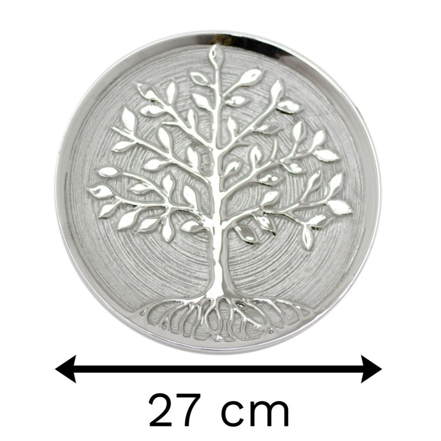 Home Accessories Carousel Shop Wall Decor & Mirrors | 27Cm Tree Of Life Decorative Hanging Plate Wall Plaque | Silver Ceramic Wall Mounted Family Tree Wall Art | Decorative Tree Ornament