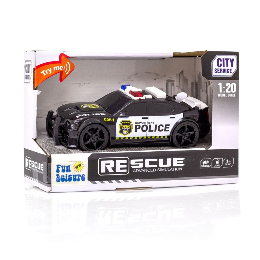 Baby & Child Carousel Shop Pretend Play | Friction-Powered Toy Police Car Lights & Siren | Black & White Cop Car For Kids