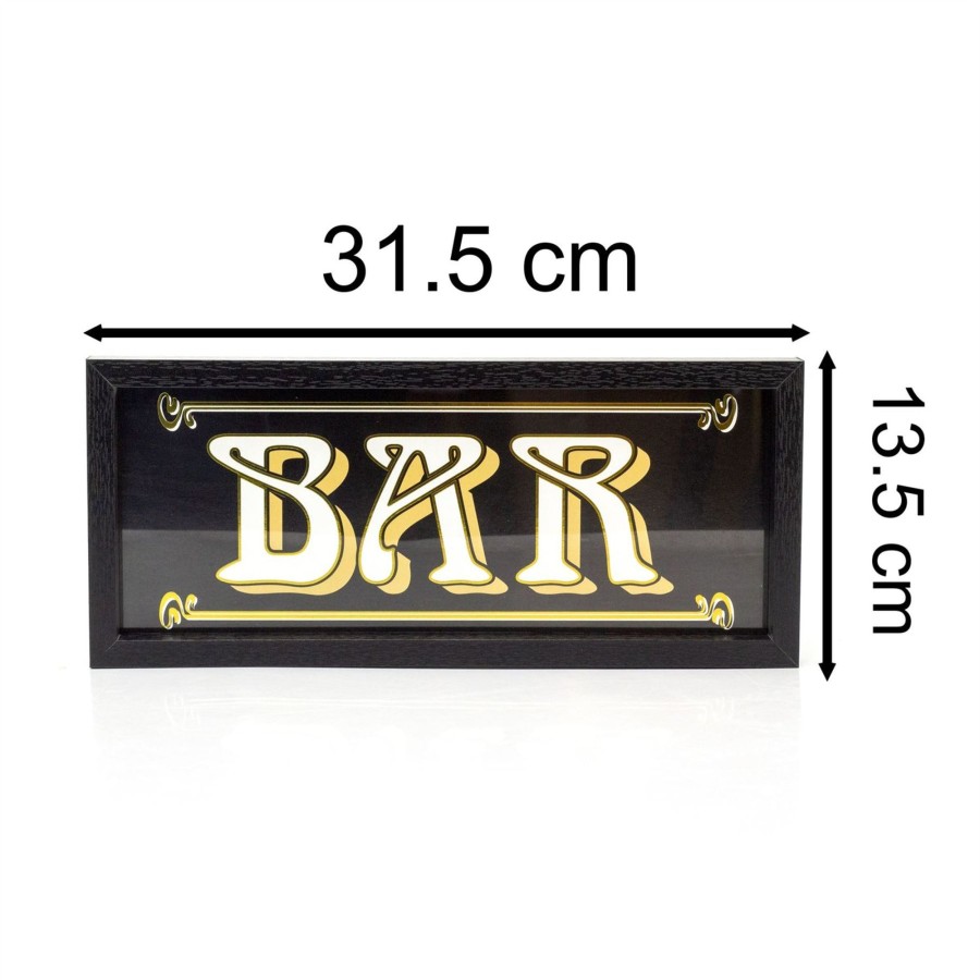 Kitchen & Dining Carousel Shop | Wooden Black & Gold Art Deco Bar Sign | Vintage Style Drinks Bar Plaque Wall Art