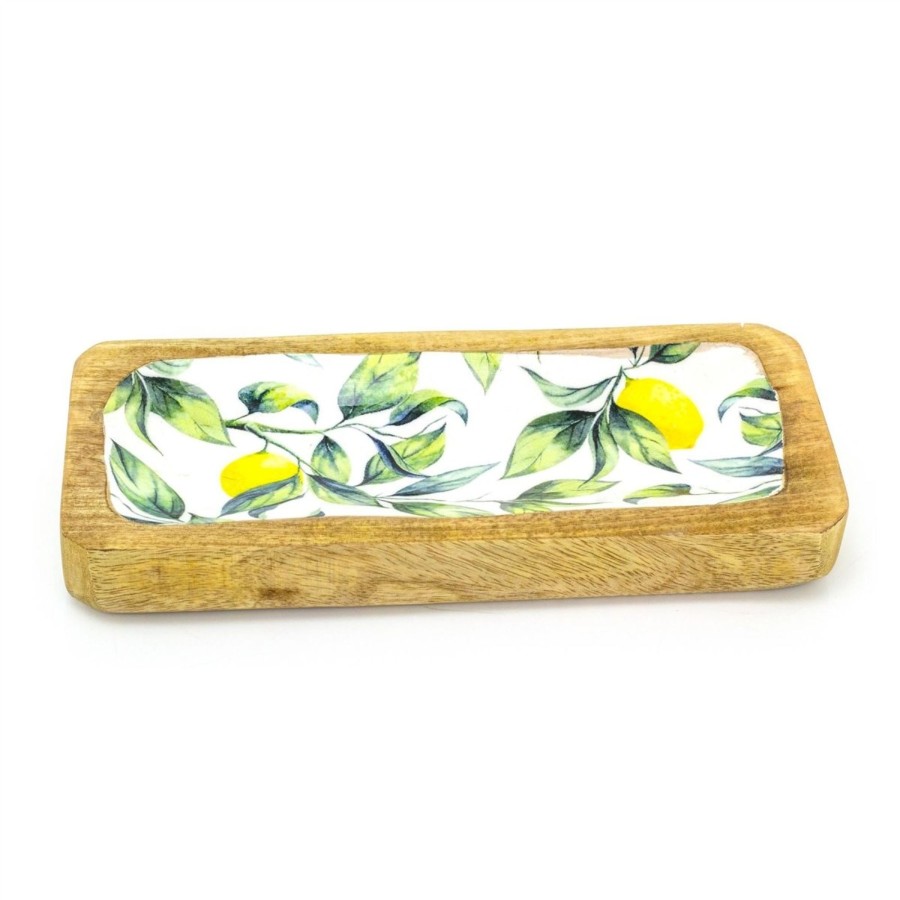 Home Accessories Carousel Shop Decorative Accessories | Lemon Orchard Handcrafted Enamelled Mango Wood Serving Platter Sharing Board