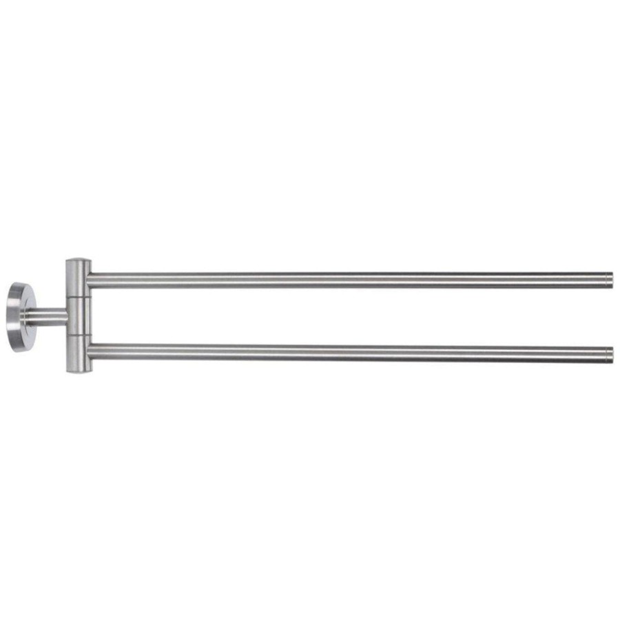 Home Accessories Carousel Shop Bathroom Accessories | 2 Bar Stainless Steel Wall Mounted Swivel Towel Rail | Metal Towel Rack Swing Bathroom Towel Holder | Silver Double Bar Bathroom Towel Rail