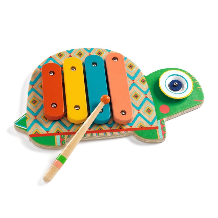 Baby & Child Carousel Shop Baby & Preschool Toys | Djeco Dj06034 Animambo Turtle Cymbal & Xylophone | Kids Musical Toy Instrument