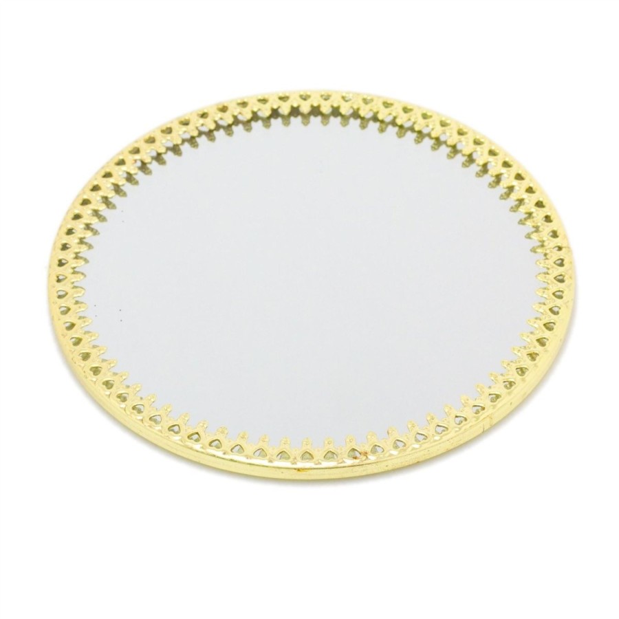 Celebrations Carousel Shop | 10Cm Decorative Mirror Glass Display Plate | Mirrored Candle Tray | Gold Glass Coaster