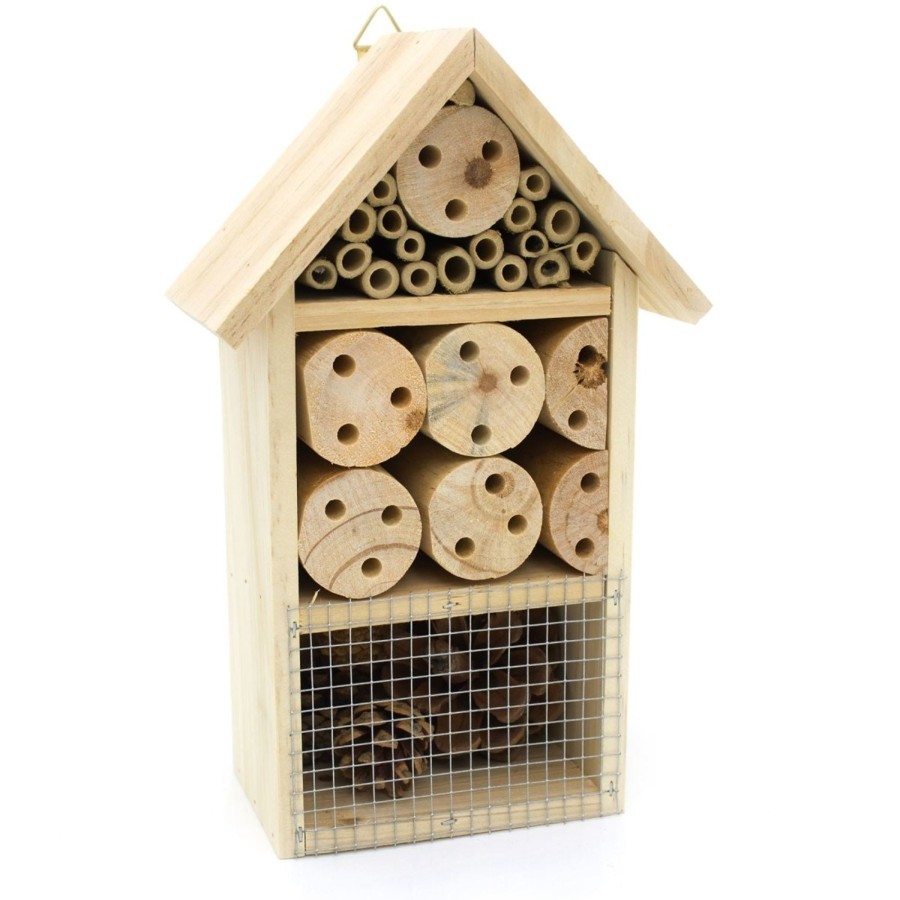 Home Accessories Carousel Shop Garden Decor | Wooden Insect Hotel - 25Cm Wooden Insect House - Garden Bug Hotel Nesting Habitat For Bees, Butterflies, Ladybirds