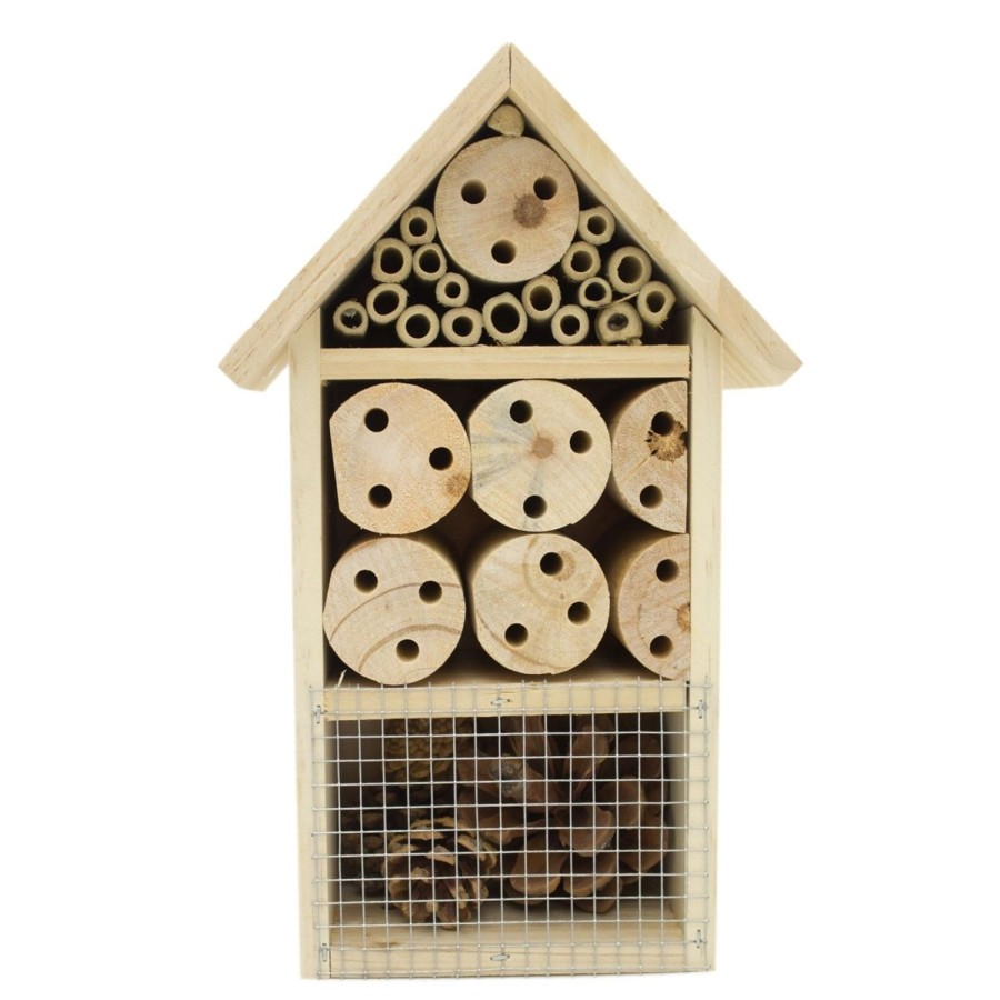 Home Accessories Carousel Shop Garden Decor | Wooden Insect Hotel - 25Cm Wooden Insect House - Garden Bug Hotel Nesting Habitat For Bees, Butterflies, Ladybirds