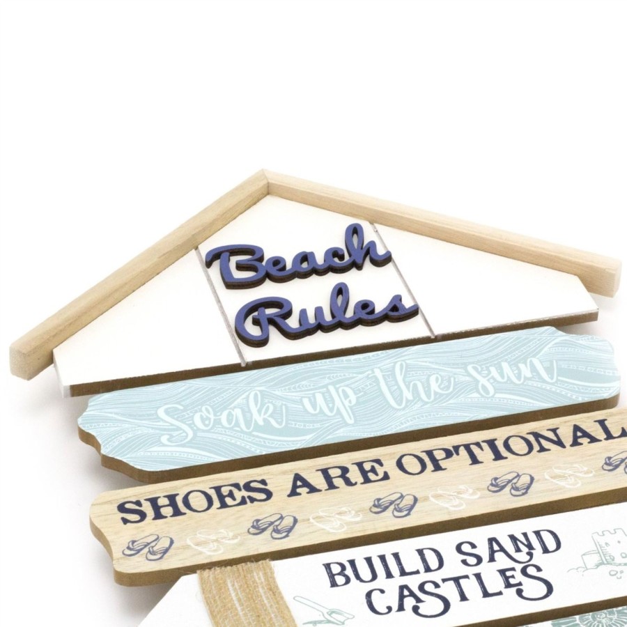 Home Accessories Carousel Shop Signs & Plaques | 50.5 Cm Beach Rules Wooden Sign Nautical Decor Wall Art - Decorative Coastal Wall Mounted Beach Hut Plaque