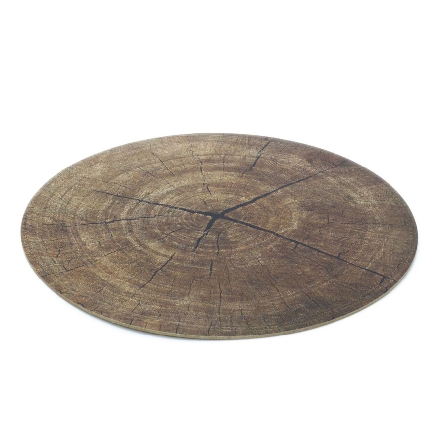 Kitchen & Dining Carousel Shop | 38Cm Tree Trunk Print Round Placemat | Tree Slice Style Place Mat Kitchen Dining Mat | Brown Single Corked Backed Place Mat Dining Table Protection Mat