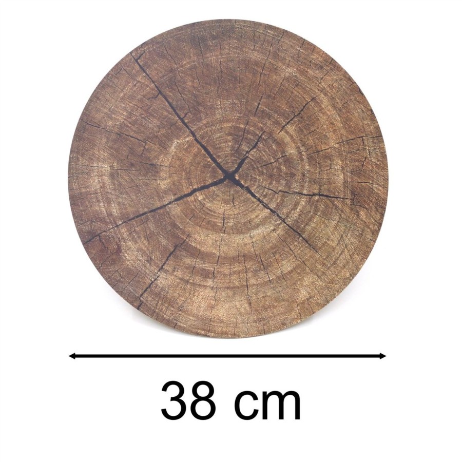 Kitchen & Dining Carousel Shop | 38Cm Tree Trunk Print Round Placemat | Tree Slice Style Place Mat Kitchen Dining Mat | Brown Single Corked Backed Place Mat Dining Table Protection Mat