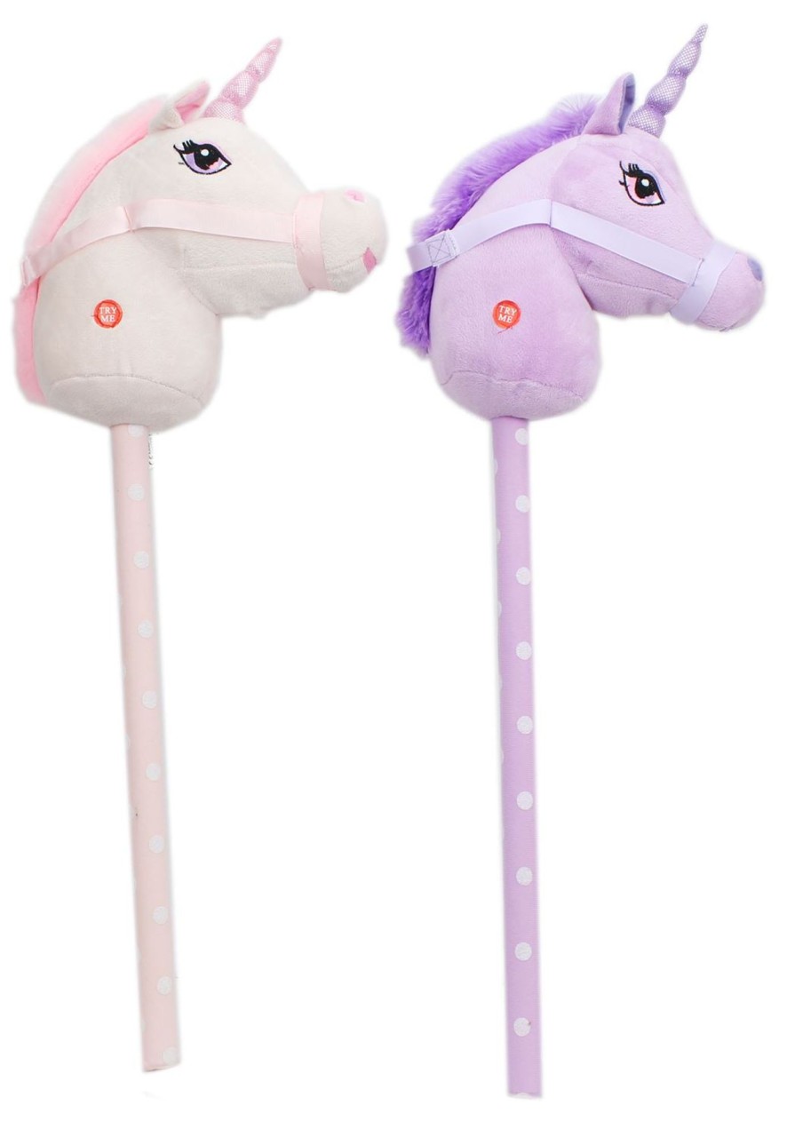 Baby & Child Carousel Shop Soft Toys | Childrens Plush Hobby Horse Unicorn With Sound ~ Unicorn Colour Vary