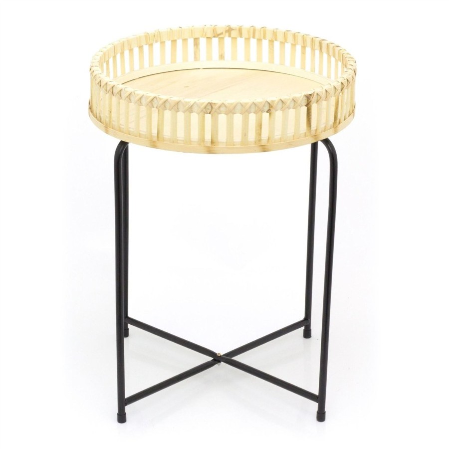 Home Accessories Carousel Shop Side Tables | Round Bamboo Side Table | Occasional Pedestal Table Bedside Tables | Living Room End Tables