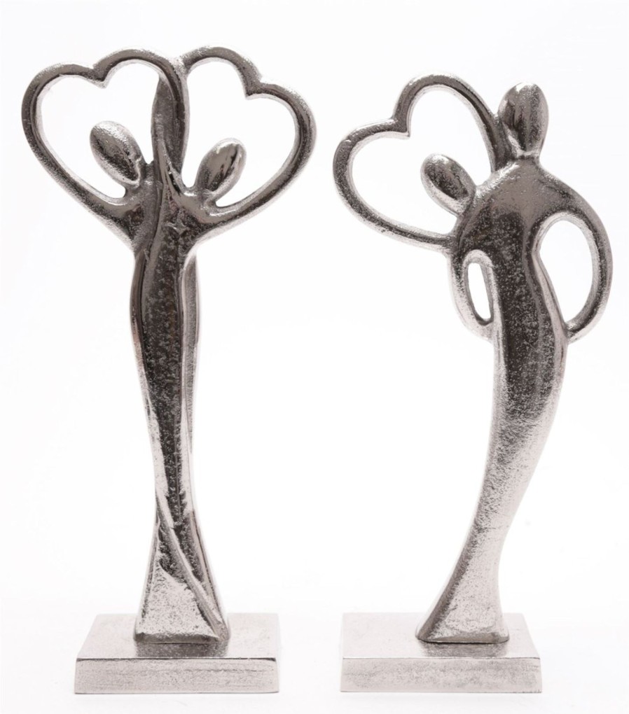 Home Accessories Carousel Shop Ornaments | Beautifully Entwined Couple Figurine Sculpture Silver Metal Love Heart Ornament ~ Design Varies