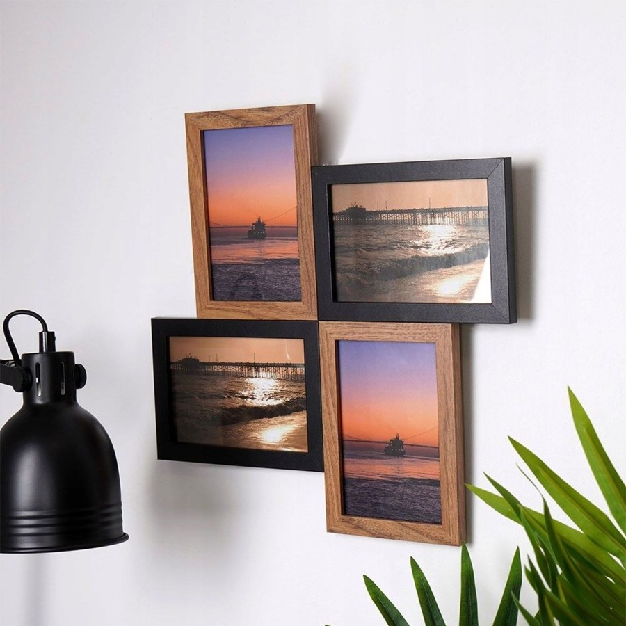 Home Accessories Carousel Shop Photo Frames | Two Tone 4 Aperture Multi Photo Frame | Wall-Mounted Collage Picture Frame