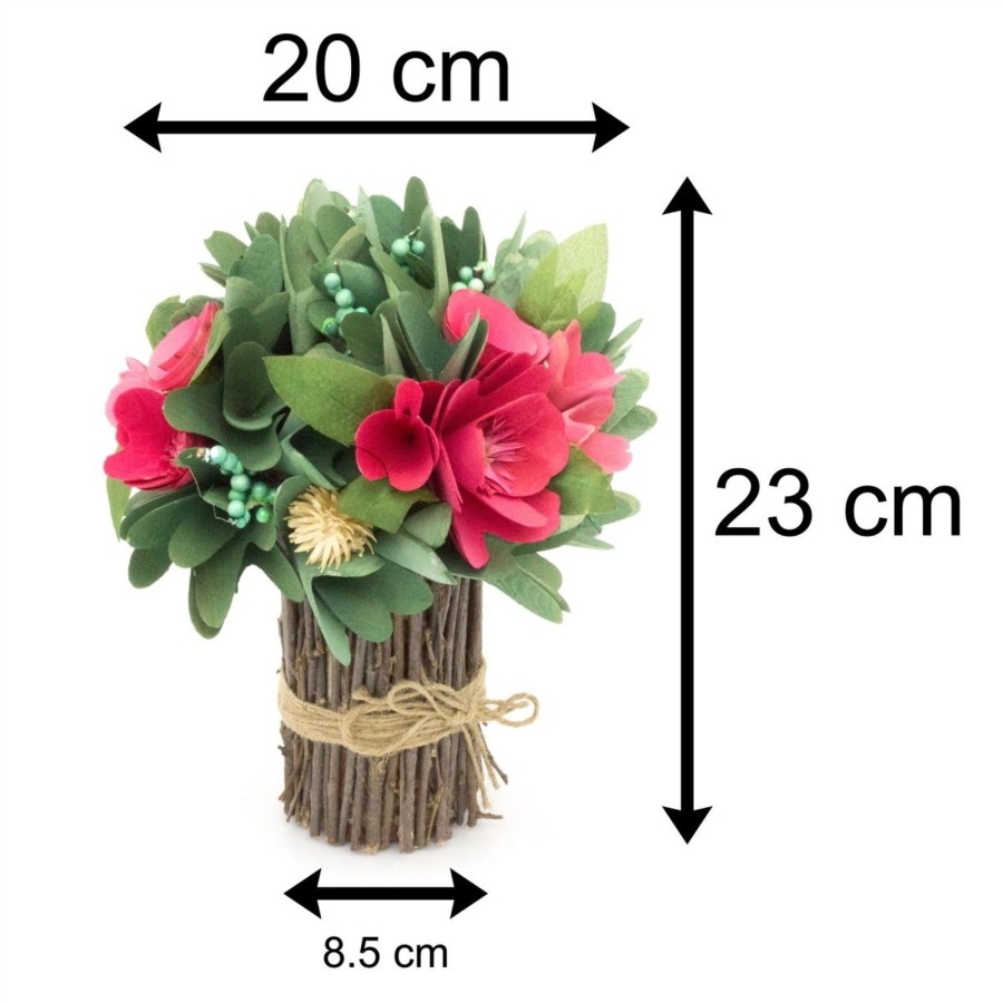 Home Accessories Carousel Shop Vases, Planters & Faux Flowers | Wood Curl Faux Pink Rose Floral Bouquet | Wooden Artificial Flower Posy | Floral Spray Fake Flower Arrangement Spray