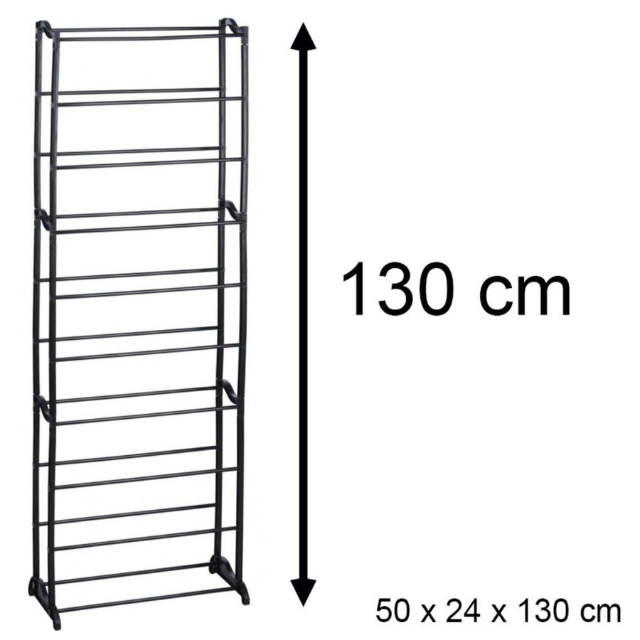 Home Accessories Carousel Shop Shelving & Hooks | 10 Tier Narrow Shoe Rack Black Metal Shoe Storage Organiser | Tall Rack For Storing Shoes Footwear Storage Rack | Hallway Cupboard Metal Shoe Rack Holds 20 Pairs