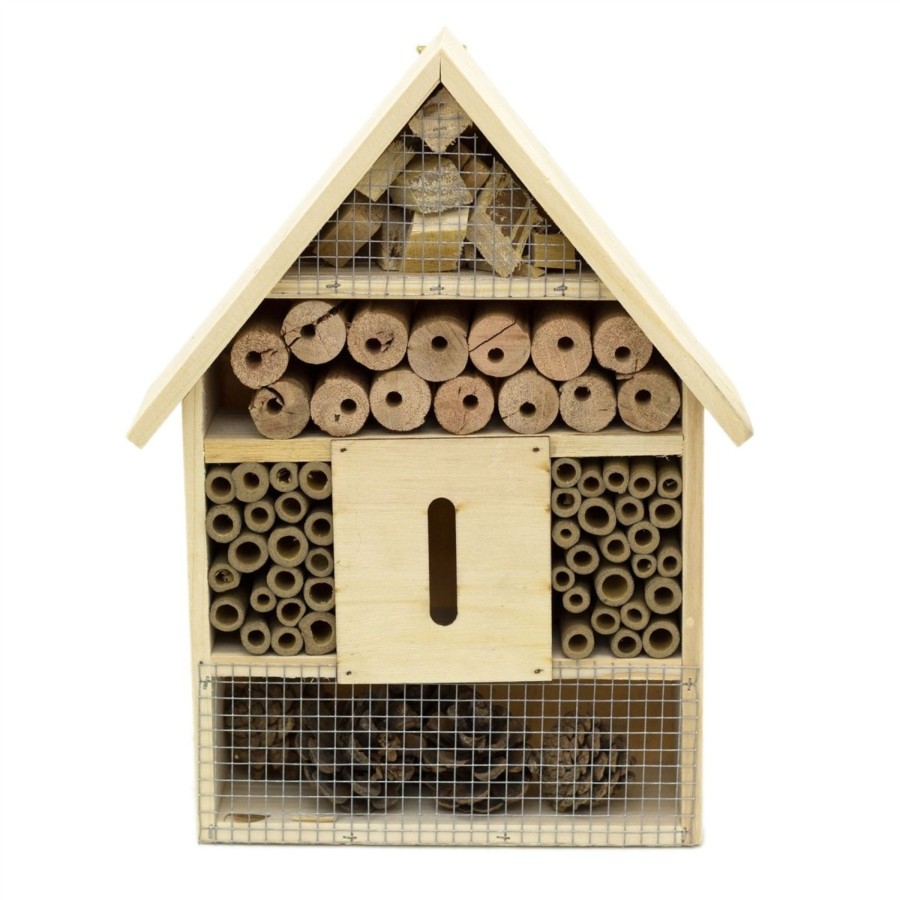 Home Accessories Carousel Shop Garden Decor | 30Cm Wooden Insect Hotel Wooden Insect House | Garden Bug Hotel Nesting Habitat For Bees, Butterflies, Ladybirds | Bug Houses For Garden