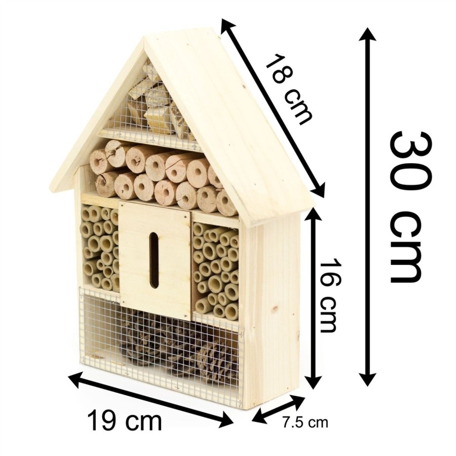 Home Accessories Carousel Shop Garden Decor | 30Cm Wooden Insect Hotel Wooden Insect House | Garden Bug Hotel Nesting Habitat For Bees, Butterflies, Ladybirds | Bug Houses For Garden