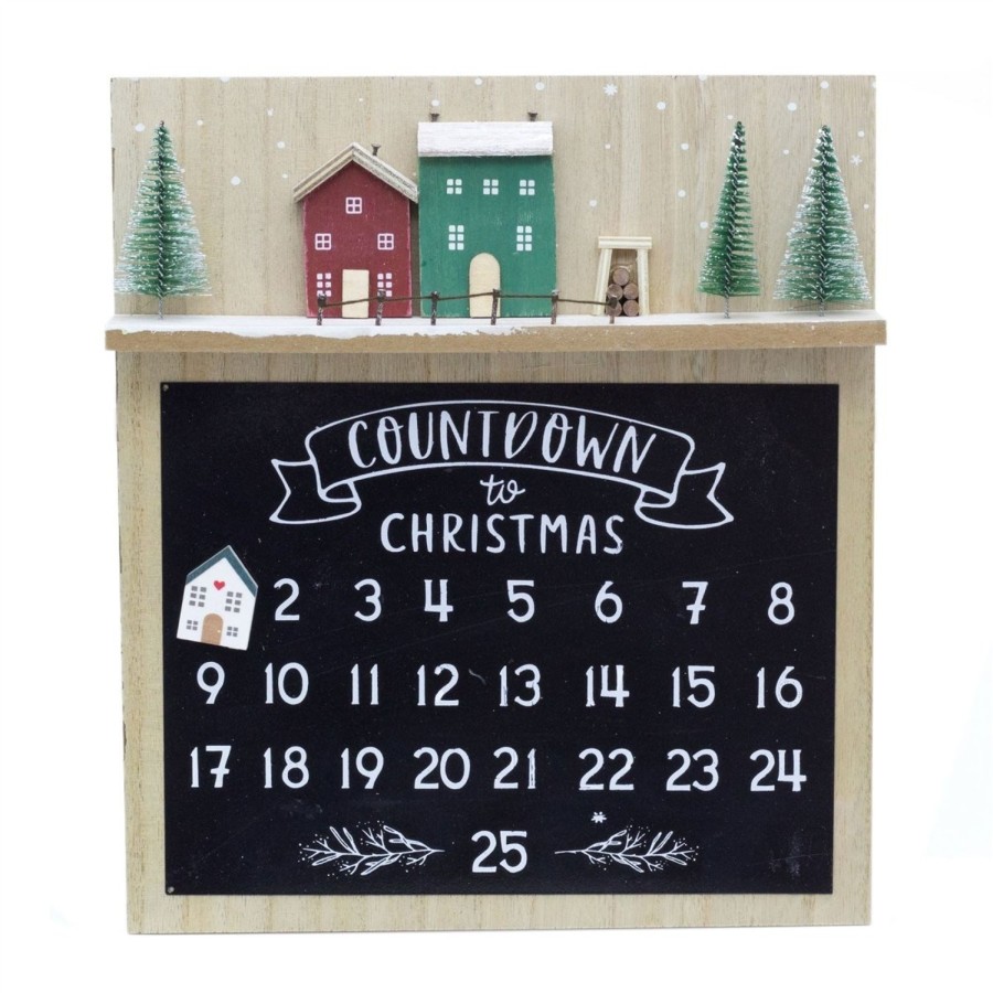 Celebrations Carousel Shop | Wooden Christmas Advent Calendar Plaque Magnetic House Calendar | 25 Day Countdown To Christmas Calendar Sign | Reusable Xmas Advent Calendars