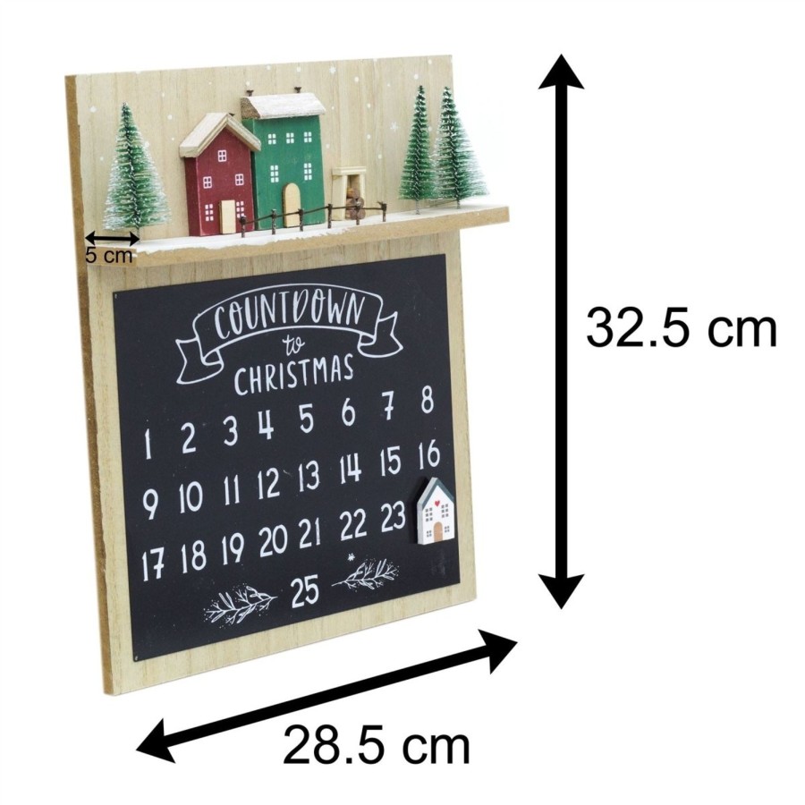 Celebrations Carousel Shop | Wooden Christmas Advent Calendar Plaque Magnetic House Calendar | 25 Day Countdown To Christmas Calendar Sign | Reusable Xmas Advent Calendars