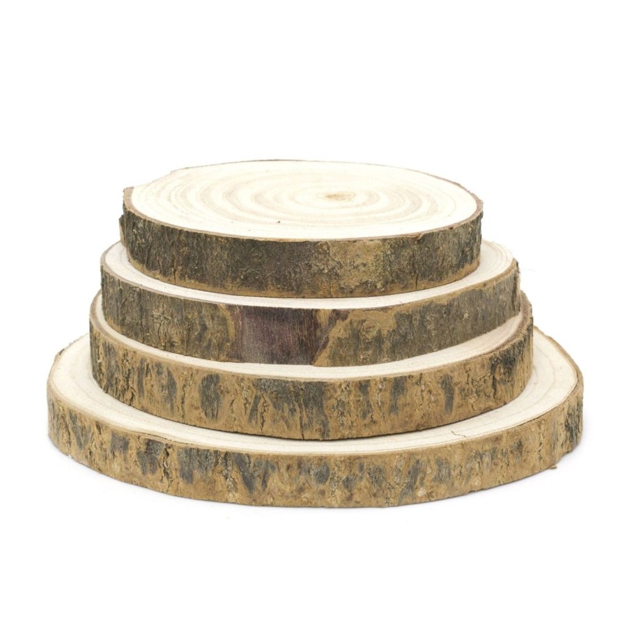 Home Accessories Carousel Shop Candle Plates | 4 Piece Natural Wood Tree Bark Log Slices | Rustic Wedding Decorations Candle Stand | Table Centerpiece