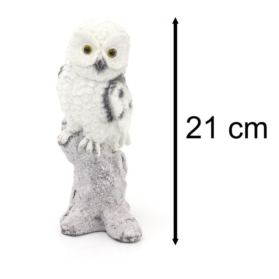 Celebrations Carousel Shop | Snowy Owl Christmas Ornament | 21Cm Resin Winter Bird Christmas Decoration | White Snow Owl Statue Figurine - Design Varies One Supplied