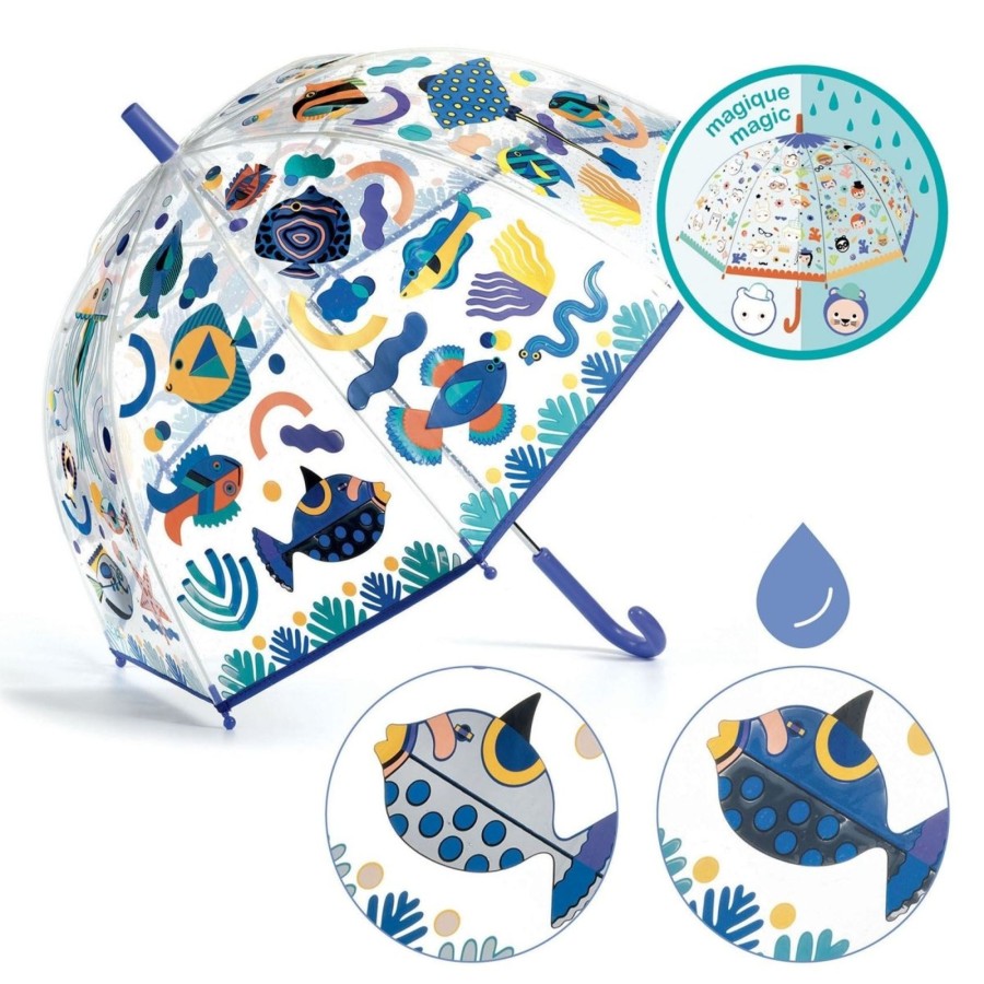 Baby & Child Carousel Shop Djeco | Djeco Dd04710 Colour-Changing Kids Umbrella | Childrens Dome Umbrella - Fishes