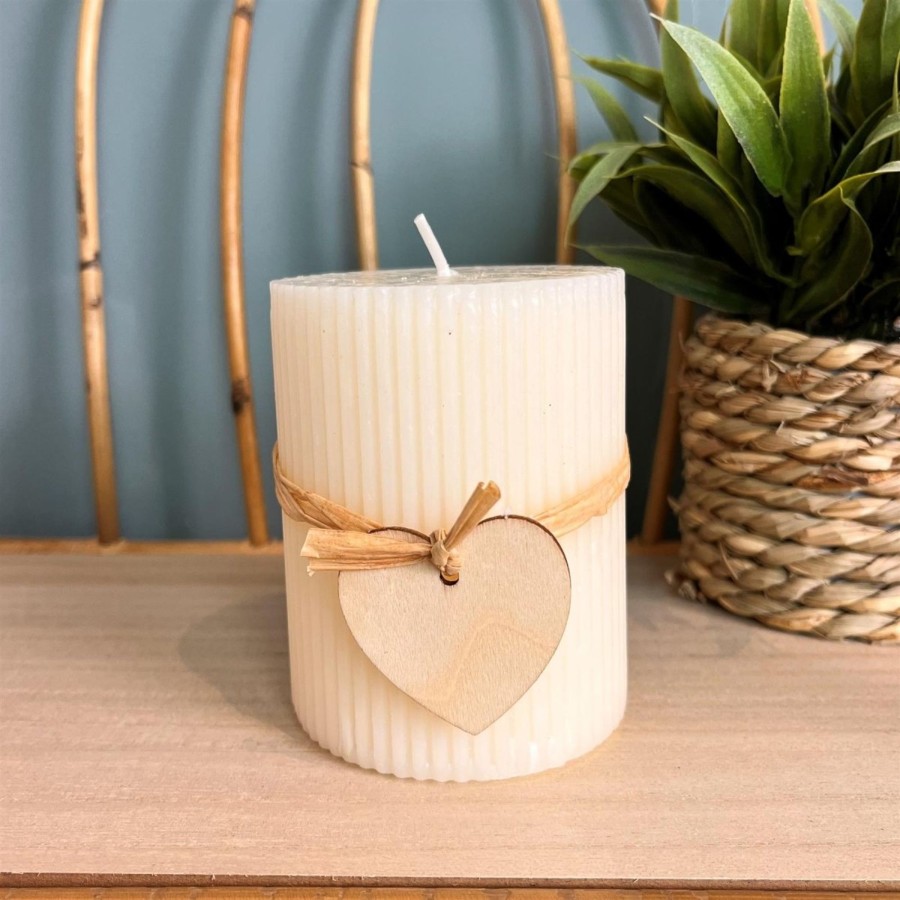 Home Accessories Carousel Shop Candles & Tealights | Scented Church Pillar Candle | Pomegranate Spruce Heart & Cream Pillar Candle