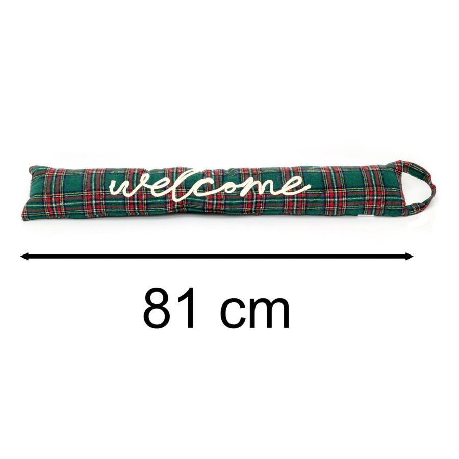 Home Accessories Carousel Shop Draught Excluders | 81Cm Tartan Fabric Door Draught Excluder | Green Plaid Draft Excluder Door Cushion | Welcome Draught Excluder For Doors Door Draught Cushion