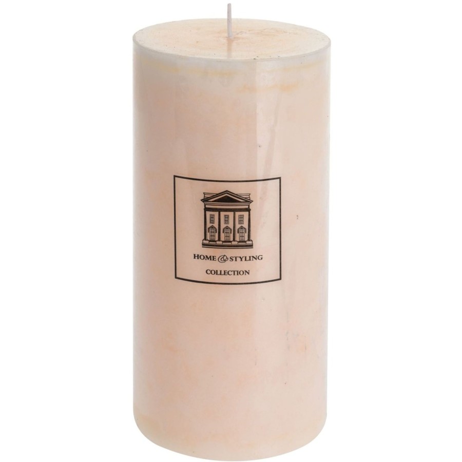 Home Accessories Carousel Shop Candles & Tealights | Ivory Cream Marble Effect Church Pillar Candle 18Cm X 9Cm