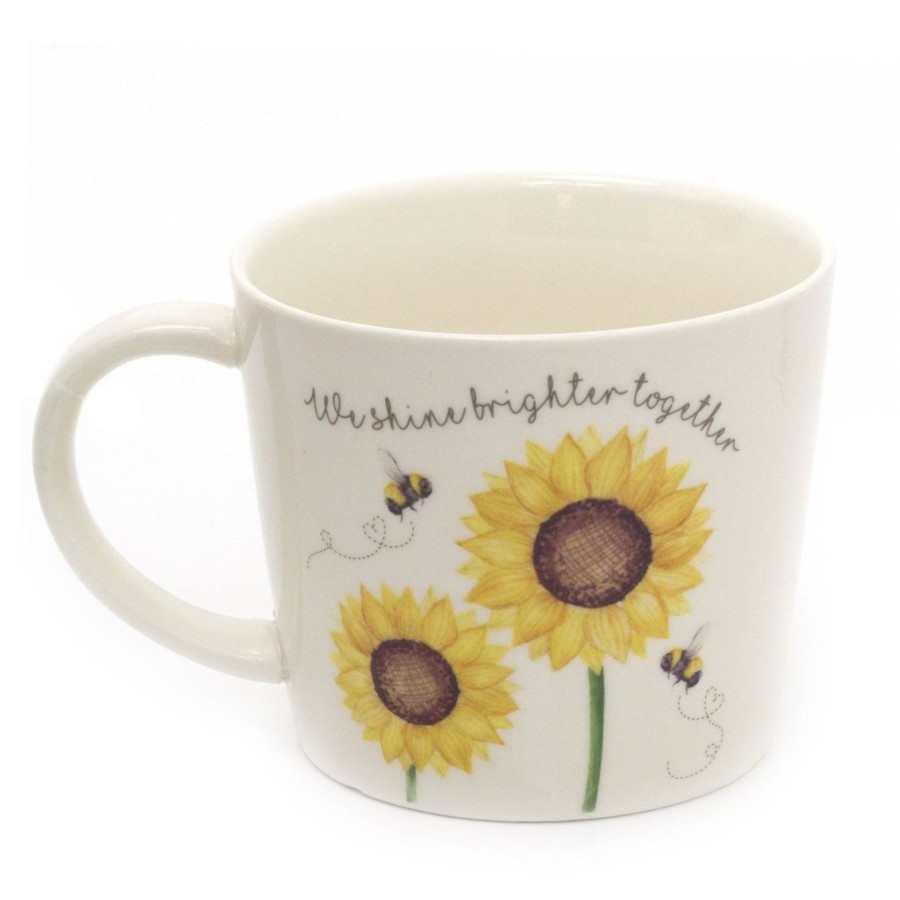 Kitchen & Dining Carousel Shop | Beautiful Honey Bee Coffee Mug | Ceramic Sunflower Tea Cup | Bumble Bee Hot Drinks Mugs Cups