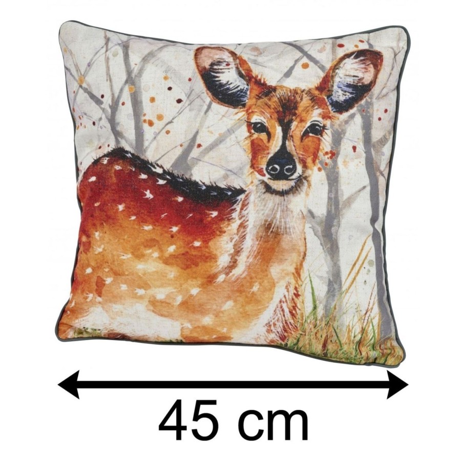 Home Accessories Carousel Shop Soft Furnishings & Rugs | Beautiful Deer Scatter Cushion | Fabric Filled Sofa Cushion | Bed Throw Pillow With Cover - 45Cm