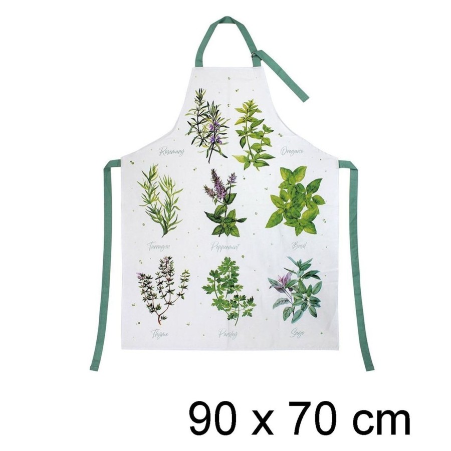 Kitchen & Dining Carousel Shop | The Herb Garden - Kitchen Apron For Adults | 100% Cotton Adjustable Bib Apron