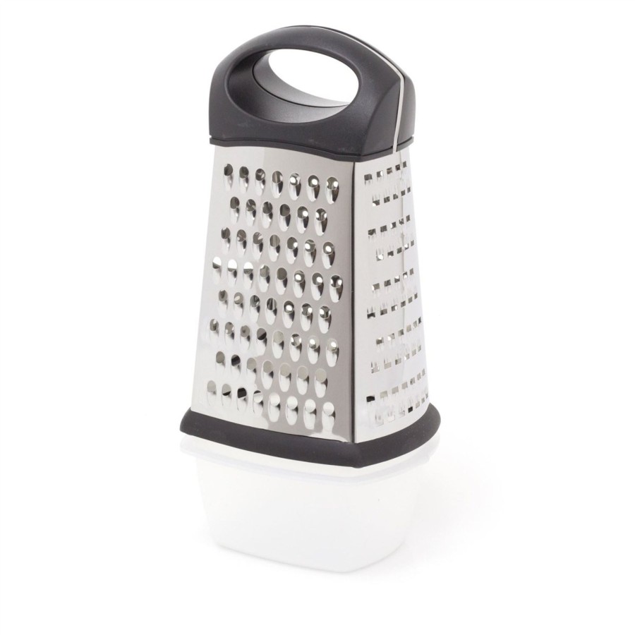 Kitchen & Dining Carousel Shop | 4 Sided Cheese Grater With Fitted Container | Stainless Steel Cheese Grater And Storage Tub | Kitchen Grater Food Grater Box Grater