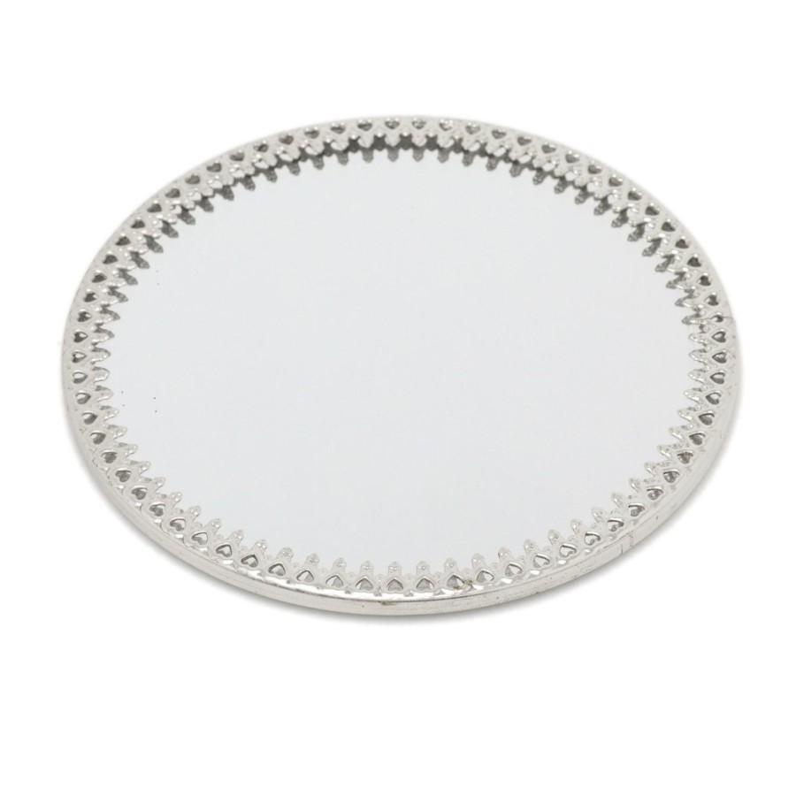 Home Accessories Carousel Shop Candle Plates | 10Cm Decorative Mirror Glass Display Plate | Mirrored Candle Tray | Silver Glass Coaster - Round