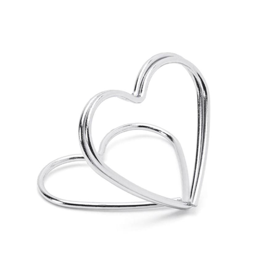 Kitchen & Dining Carousel Shop | 10 Piece Silver Wire Heart Place Card Holders | Wedding Table Card Holder Table Number Holders | Metal Name Card Stands