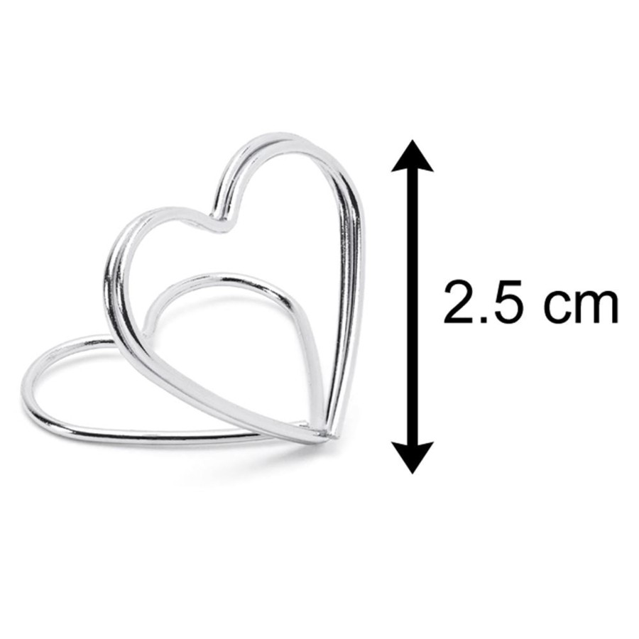 Kitchen & Dining Carousel Shop | 10 Piece Silver Wire Heart Place Card Holders | Wedding Table Card Holder Table Number Holders | Metal Name Card Stands