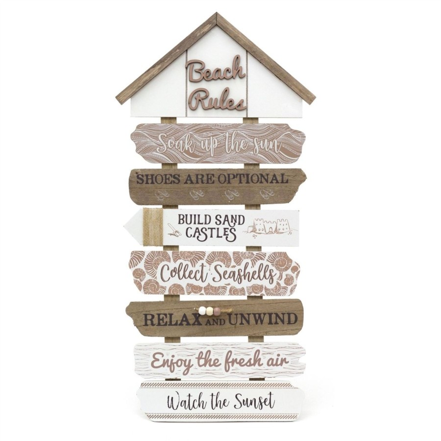 Home Accessories Carousel Shop Signs & Plaques | Nautical Beach Rules Wall Plaque | Beach Hut Sign - Wall Art Coastal Decor