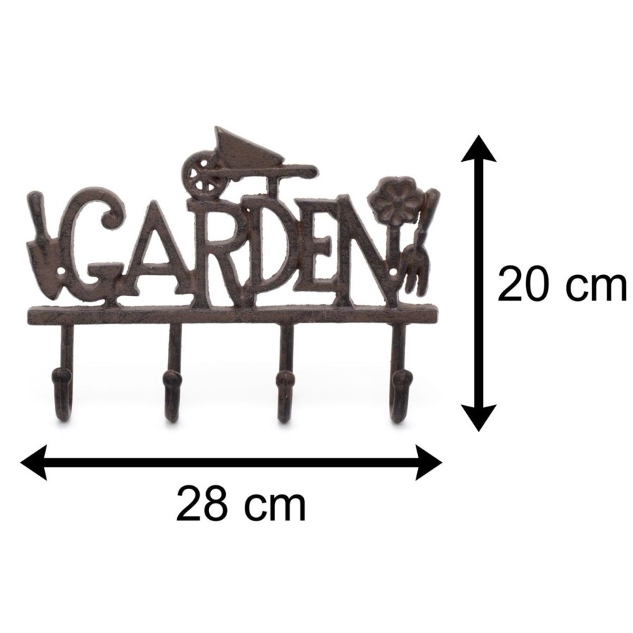 Home Accessories Carousel Shop Shelving & Hooks | 28Cm Wrought Iron Wall Mounted Garden 4 Hanger Hooks | Rustic Heavy Duty Coat Hooks | Novelty Multi Purpose Wall Hooks Coat Rack