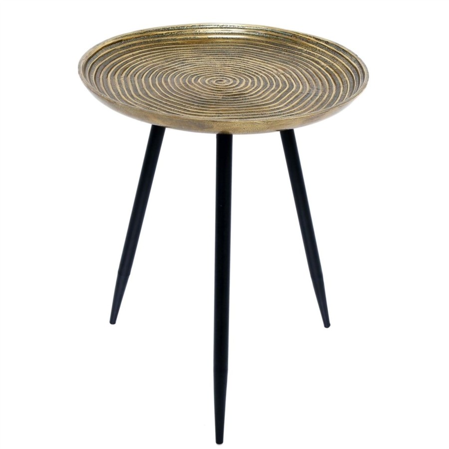 Home Accessories Carousel Shop Side Tables | Antique Style Gold Tone Round Pedestal Table | Occasional Side Table Bedside Tables | Living Room End Tables