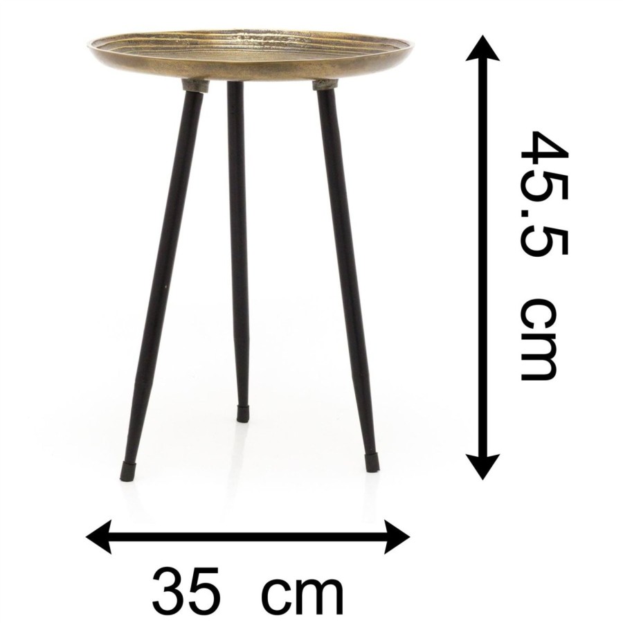 Home Accessories Carousel Shop Side Tables | Antique Style Gold Tone Round Pedestal Table | Occasional Side Table Bedside Tables | Living Room End Tables