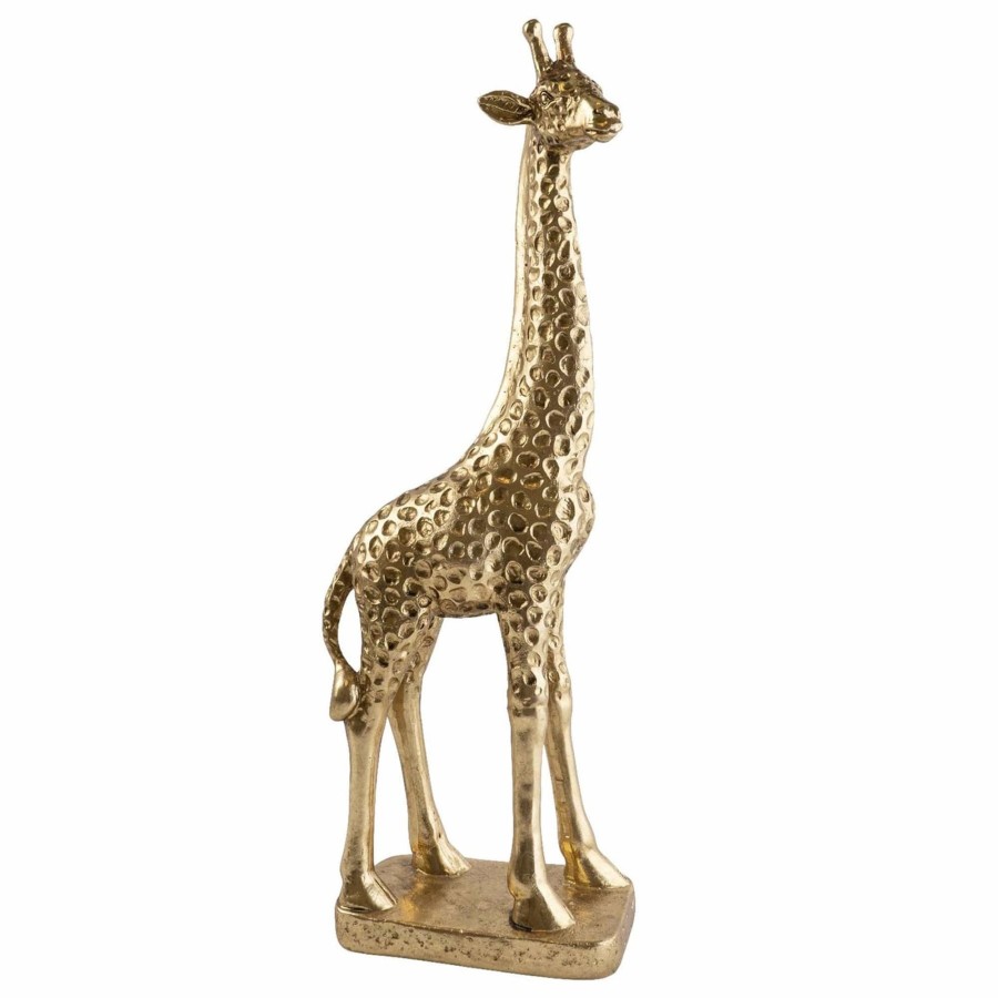 Home Accessories Carousel Shop Ornaments | Large Gold Resin Giraffe Statue Figurine | Wildlife Safari Animal Ornament 51Cm