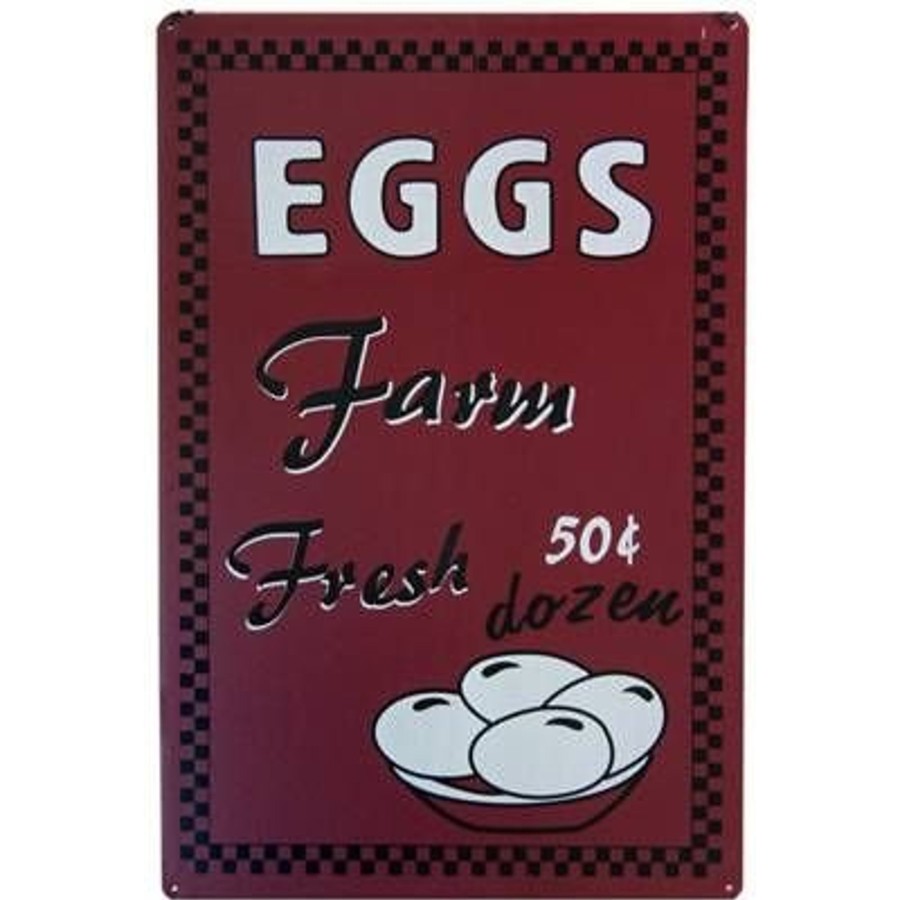 Home Accessories Carousel Shop Wall Decor & Mirrors | Vintage Style Hanging Metal Retro Sign 20Cm X 30Cm - Farm Fresh Eggs