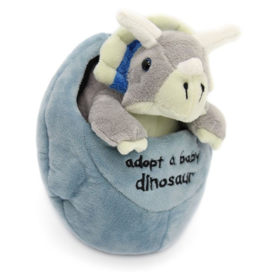 Baby & Child Carousel Shop Soft Toys | Adopt A Dinosaur In An Egg Plush Soft Toy Baby Triceratops ~ Grey Triceratops