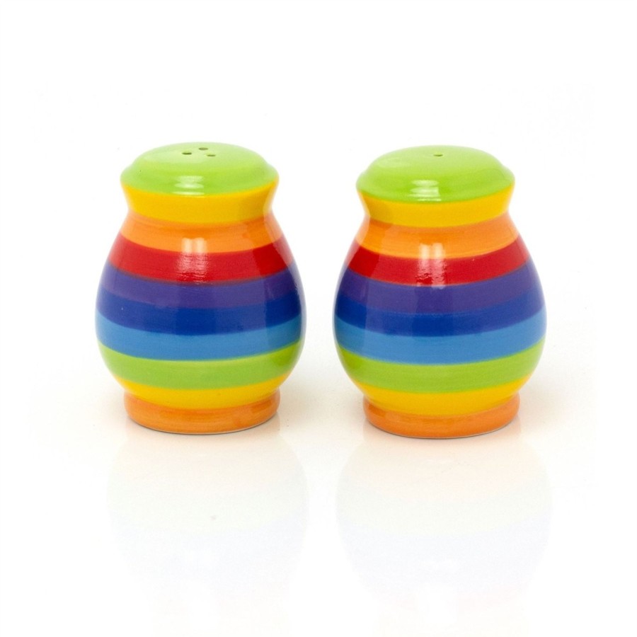 Kitchen & Dining Carousel Shop | Hand Painted Rainbow Stripe Ceramic Salt & Pepper Set | Salt And Pepper Pots Salt And Pepper Shakers | Stripped Cruet Set Salt And Pepper