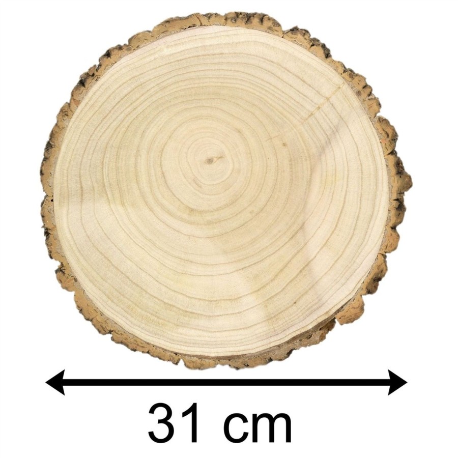 Home Accessories Carousel Shop Candle Plates | 31Cm Wooden Tree Trunk Rustic Cake Stand | Large Wedding Birthday Cake Round Display Board | Serving Platter Table Centerpiece