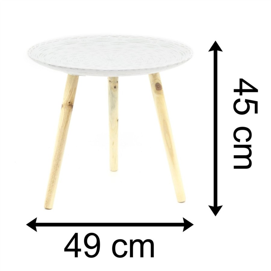 Home Accessories Carousel Shop Side Tables | White Wooden Antique Style Round Side Table | Occasional Table Bedside Tables | Living Room End Tables