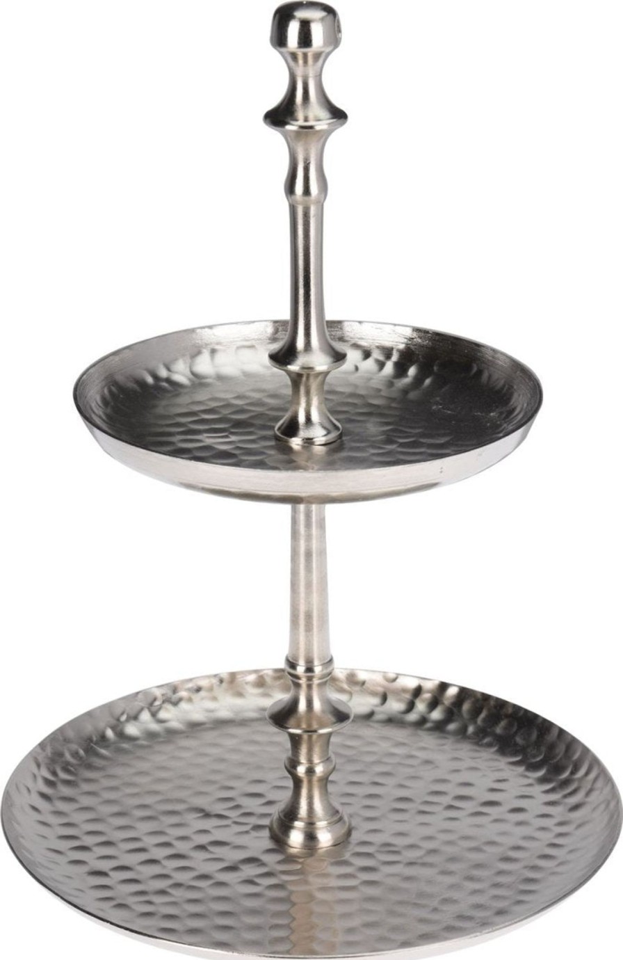 Kitchen & Dining Carousel Shop | 2 Tier Silver Metal Cupcake Holder Afternoon Tea Cake Scone Sweet Dessert Display Stand Platter - Small