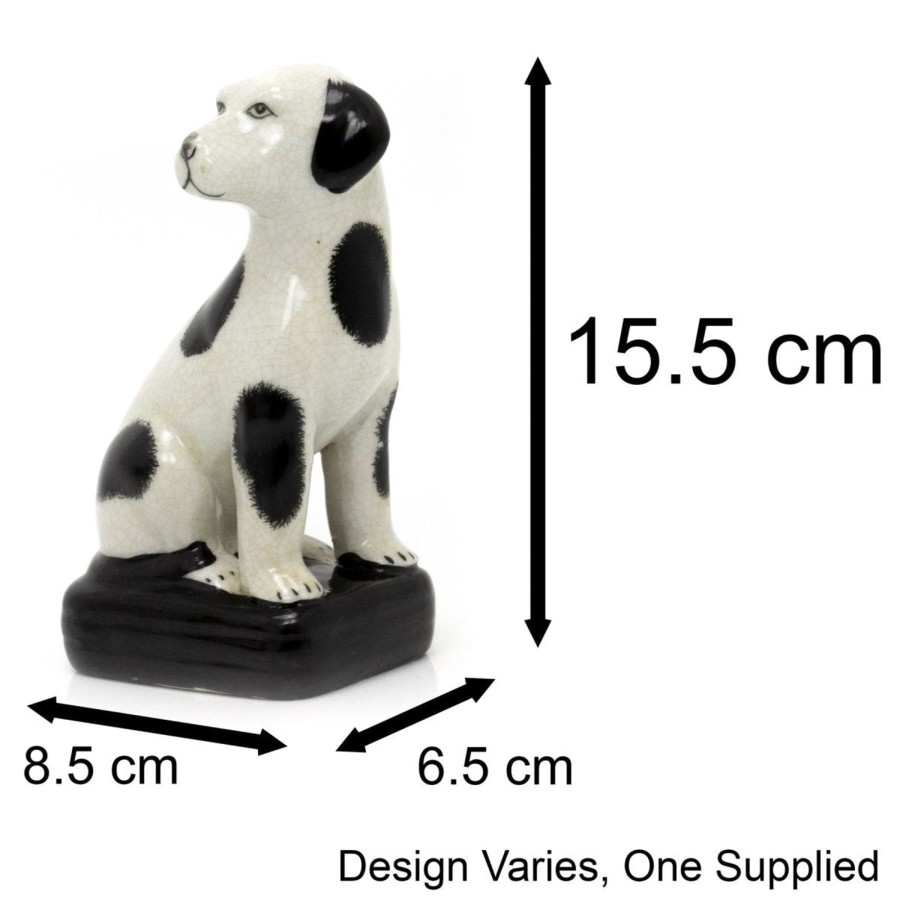 Home Accessories Carousel Shop Ornaments | Vintage Style Porcelain Dalmatian Dog Ornament On Stand | Retro Animal Figurine Dog Statue Sculpture | Black And White Dog Statue - Design Varies One Supplied