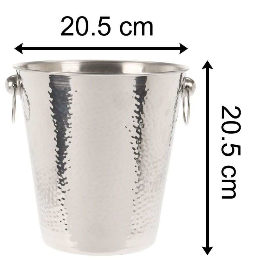 Kitchen & Dining Carousel Shop | Stylish Hammered Silver Stainless Steel Champagne Bucket With Handles Bottle Wine Cooler | Prosecco Chiller Wine Champagne Ice Bucket | Champagne Bottle Holders