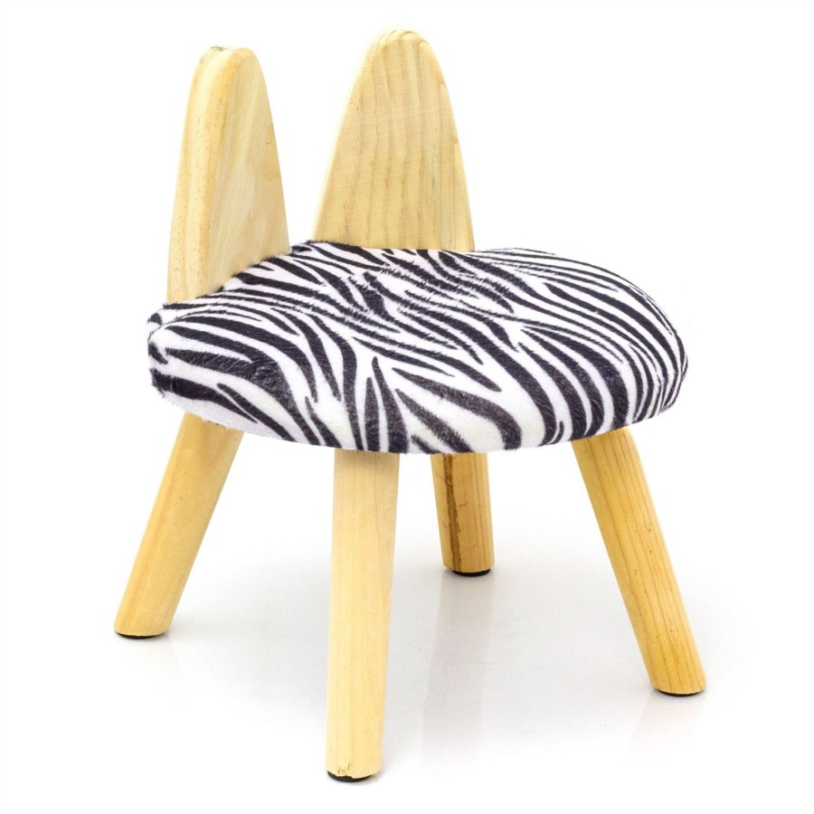 Baby & Child Carousel Shop Room Decor & Storage | Animal Print Childrens Wooden Stool | Small Round Safari Jungle Animal Footstool - Zebra